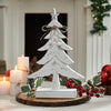 Seasons Crest Figurine Festive Fir Distressed White Wooden Tree Large 12.75x8.25x2.5