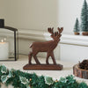 Seasons Crest Figurine Forest Frolic Dark Wooden Deer 9x8x2.3
