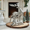 Seasons Crest Figurine Hammered Silver Reindeer Figurines Set of 2 - 7x7x2/11x8.5x2