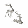Seasons Crest Figurine Hammered Silver Reindeer Figurines Set of 2 - 7x7x2/11x8.5x2
