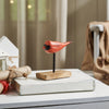 Seasons Crest Figurine In Flight Natural Wooden Cardinal on Metal Stand 5x5x2