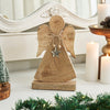 Seasons Crest Figurine Metal Star Natural Wooden Angel 10.75x6.25x2.5