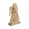 Seasons Crest Figurine Metal Star Natural Wooden Angel 10.75x6.25x2.5