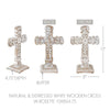 Seasons Crest Figurine Natural & Distressed White Wooden Cross w/ Rosette Center & Base 13x8x5
