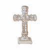 Seasons Crest Figurine Natural & Distressed White Wooden Cross w/ Rosette Center & Base 13x8x5