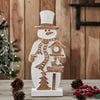 Snowman With Welcome Sign Carved Wooden Figurine 16x7x2.25 - The Village Country Store 