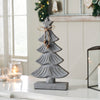 Seasons Crest Figurine Starry Pine Distressed Grey Wooden Tree 21x11x2