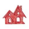 Village Twin House Red w/ Star Wooden Figurine 9.5x7.5x1.5 - The Village Country Store 