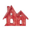 Village Twin House Red w/ Star Wooden Figurine 9.5x7.5x1.5 - The Village Country Store 