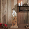 White Flame Natural Candle w/ Stars Wooden Figurine 12x5x2 - The Village Country Store 