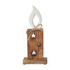 White Flame Natural Candle w/ Stars Wooden Figurine 12x5x2 - The Village Country Store 