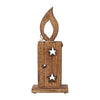 White Flame Natural Candle w/ Stars Wooden Figurine 12x5x2 - The Village Country Store 