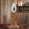 White Flame Natural Candle w/ Stars Wooden Figurine 17x7x2 - The Village Country Store 