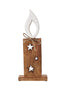 White Flame Natural Candle w/ Stars Wooden Figurine 17x7x2 - The Village Country Store 