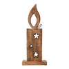 White Flame Natural Candle w/ Stars Wooden Figurine 17x7x2 - The Village Country Store 