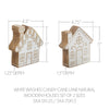 Seasons Crest Figurine White Washed Candy Cane Lane Natural Wooden Houses Set of 2 - 5x4.5x1.25/5x4.75x1.5