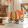 Seasons Crest Figurine Wooden Pumpkin Carriage w/ Iron Wheels Decor 11x8x9.75