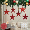 Seasons Crest Ornament Antique Red Metal Star Ornament Set of 6 - 6 inch