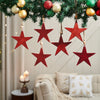 Seasons Crest Ornament Antique Red Metal Star Ornament Set of 6 - 6 inch