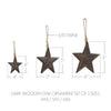 Seasons Crest Ornament Dark Wooden Star Ornament Set of 3 - 4/5/6 inch