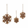 Seasons Crest Ornament Distressed Dark Wooden Snowflake Ornament Set of 3 - 5.75/7.75/9.75 inch