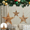 Seasons Crest Ornament Distressed Dark Wooden Star Ornament Set of 3 - 5.5/8/10 inch