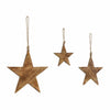 Seasons Crest Ornament Distressed Dark Wooden Star Ornament Set of 3 - 5.5/8/10 inch