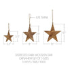 Seasons Crest Ornament Distressed Dark Wooden Star Ornament Set of 3 - 5.5/8/10 inch