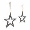 Seasons Crest Ornament Distressed Gray Wooden Star Ornament Set of 2 - 7/9.5 inch