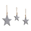 Seasons Crest Ornament Distressed Grey Wooden Star Ornament Set of 3 - 4/5/6 inch