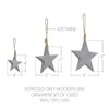 Seasons Crest Ornament Distressed Grey Wooden Star Ornament Set of 3 - 4/5/6 inch