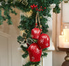 Seasons Crest Ornament Falling Snowflake Red Metal Bell Set of 3 - 4/5/6.25 inch