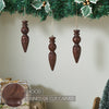 Seasons Crest Ornament Festive Finial Dark Wooden Ornament Set of 3 - 5.5 inch