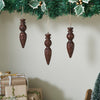 Seasons Crest Ornament Festive Finial Dark Wooden Ornament Set of 3 - 5.5 inch