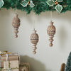 Seasons Crest Ornament Vintage Finial Ornament Feathered Finish Set of 3 6.5x2.5x2.5