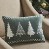 Seasons Crest Pillow 4 Christmas Trees Green Velvet Pillow 14x10