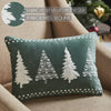 Seasons Crest Pillow 4 Christmas Trees Green Velvet Pillow 14x10