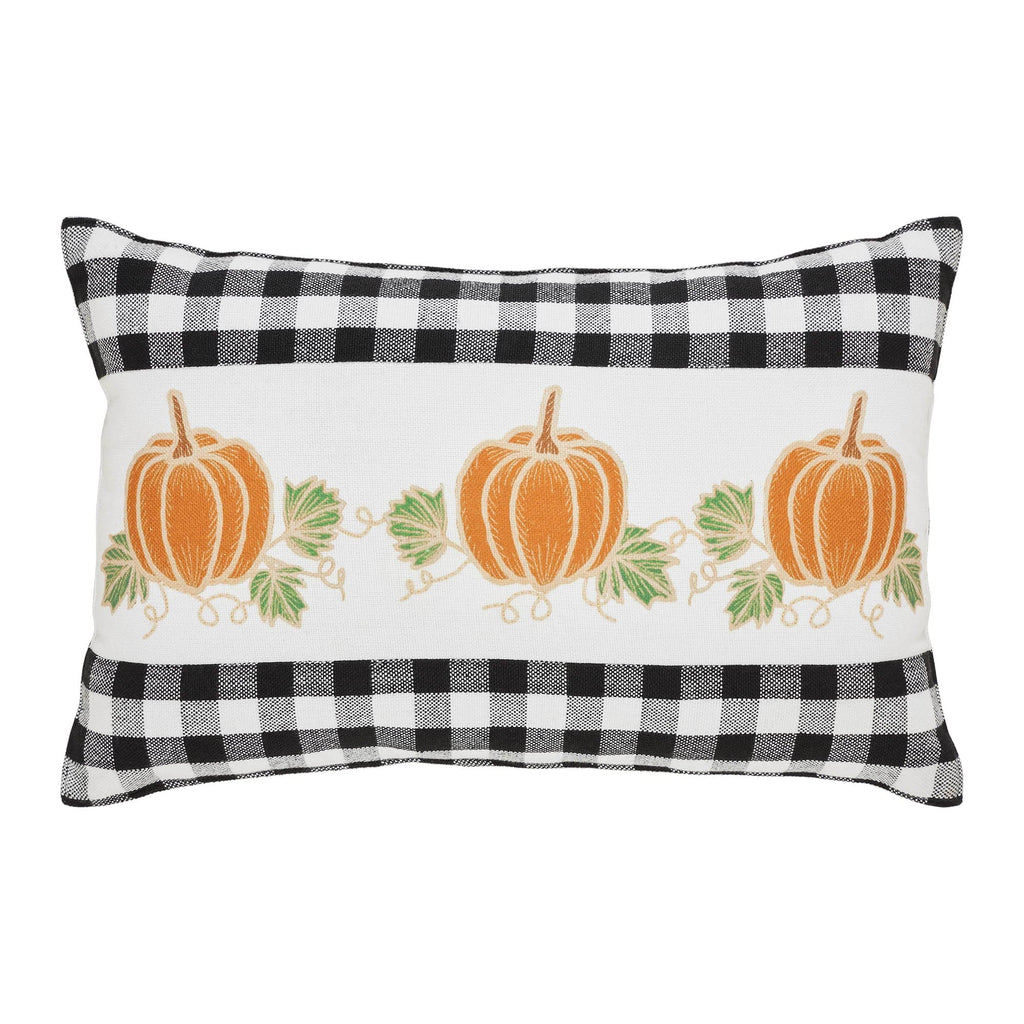 Seasons Crest Pillow Annie Black Check Pumpkin Patch Pillow 14x22