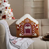 Seasons Crest Pillow Gingerbread House Embroidered Velvet Pillow 18x18