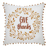 Give Thanks Wreath Pom Pom Pillow 18x18 - The Village Country Store 