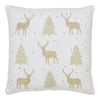 Seasons Crest Pillow Golden Deer and Pine Embroidered Pillow 18x18
