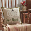 Harvest Blessings Applique Pumpkin Give Thanks Pillow 12x12 - The Village Country Store 