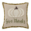 Harvest Blessings Applique Pumpkin Give Thanks Pillow 12x12 - The Village Country Store 