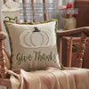 Harvest Blessings Applique Pumpkin Give Thanks Pillow 12x12 - The Village Country Store 