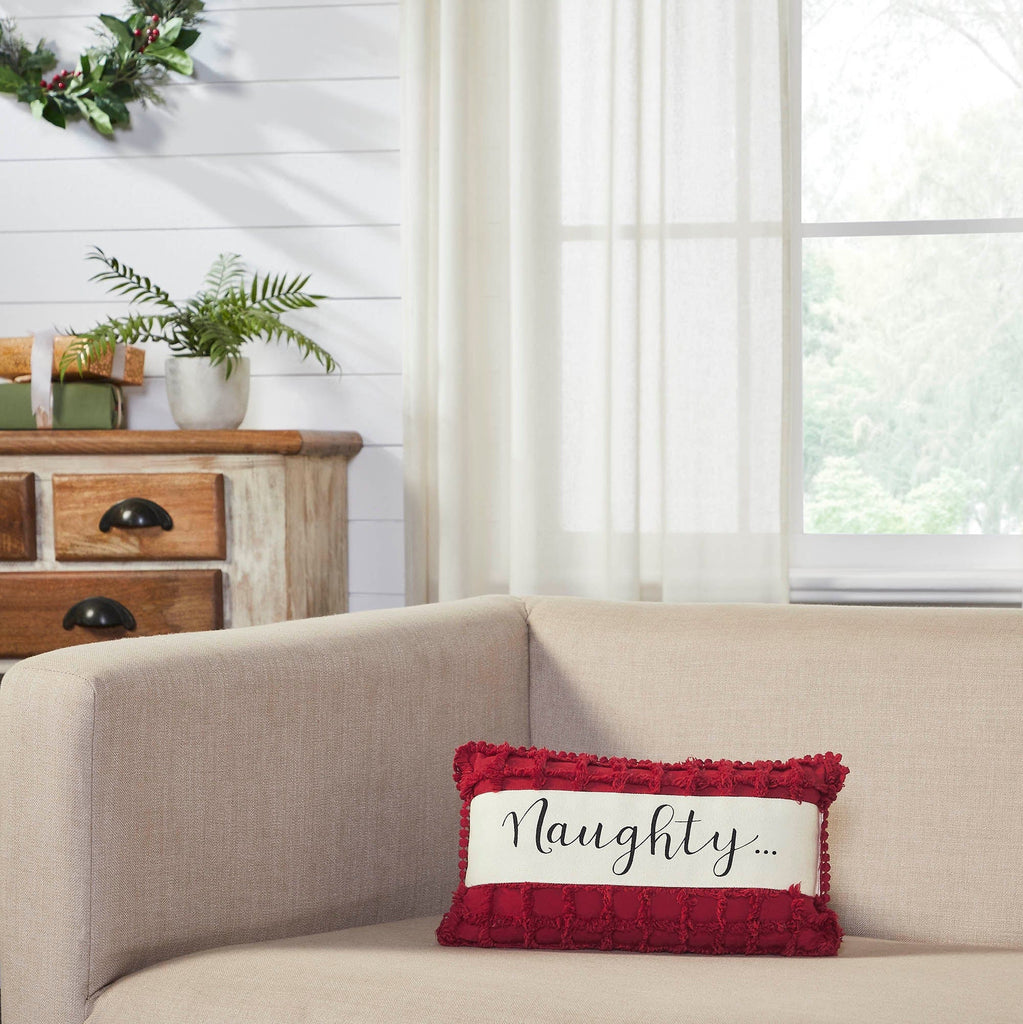 Kringle Chenille Naughty and Nice Pillow 7x13 - The Village Country Store