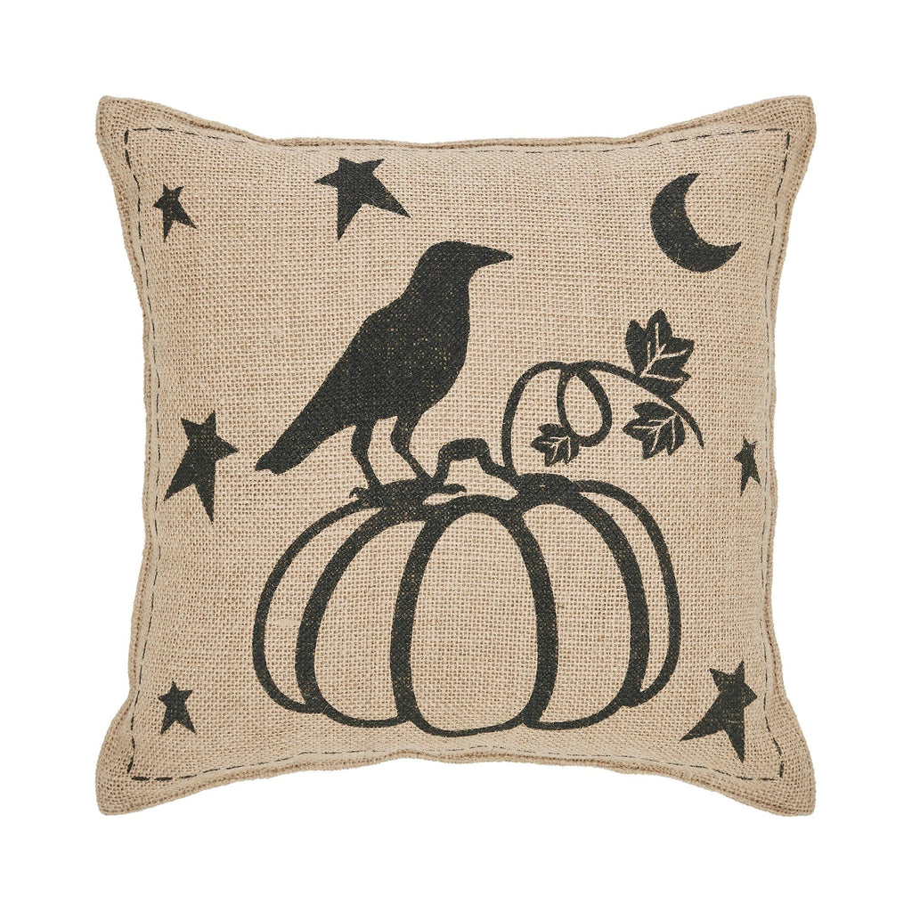 Seasons Crest Pillow Raven Harvest Burlap Jute Pillow 12x12