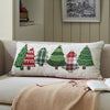 Seasons Crest Pillow Red and Green Applique Tree Pillow with Embroidery 14x30
