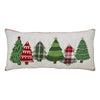 Seasons Crest Pillow Red and Green Applique Tree Pillow with Embroidery 14x30