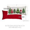 Seasons Crest Pillow Red and Green Applique Tree Pillow with Embroidery 14x30