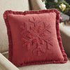 Red Snowflake Stone Washed Fringed Pillow 12x12 - The Village Country Store 